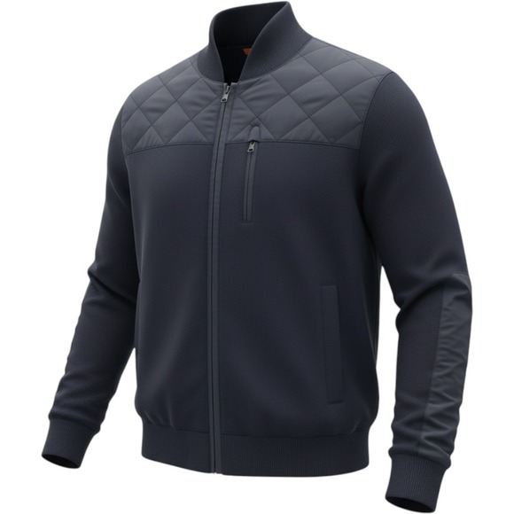 Banana Republic Other - Banana Republic Quilted Merino Wool Jacket Men's Small Navy Blue Full Zip Bomber
